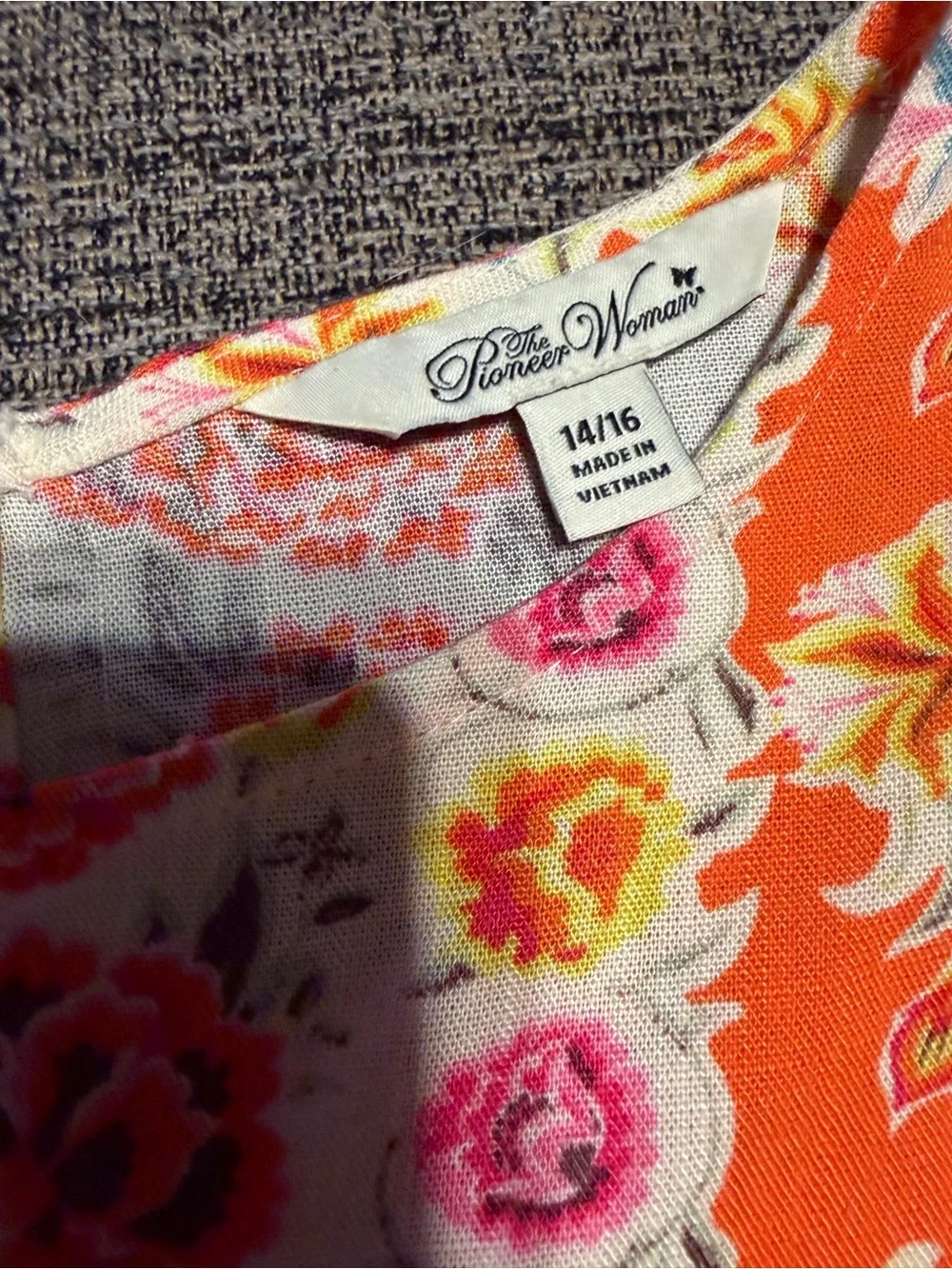 The Pioneer Woman Orange & Pink Floral Short-Sleeve Girls Dress